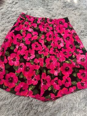 Zara Hot Pink Floral Circle shorts with Black Base